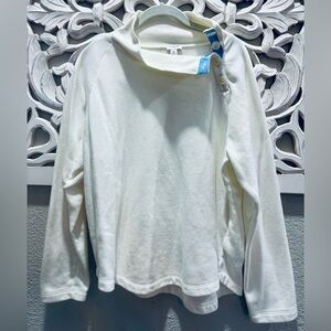 J. Crew Off-White  Button Shoulder Sweatshirt with Chambray detail